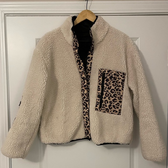 Rails Dean Fuzzy Leopard Print Trim Jacket - Cream animal print - Picture 2 of 8